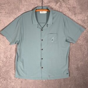 Fabletics X Stephen Malbon Camp Collar Shirt Mens XXL Sage Green Short Sleeve